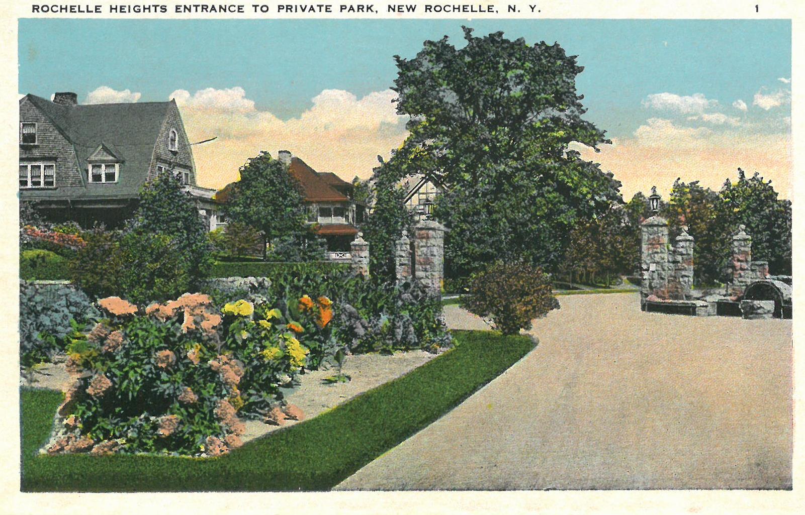 3842 Postcard Of Rochelle Heights Entrance Collection Of New Rochelle Public Library 